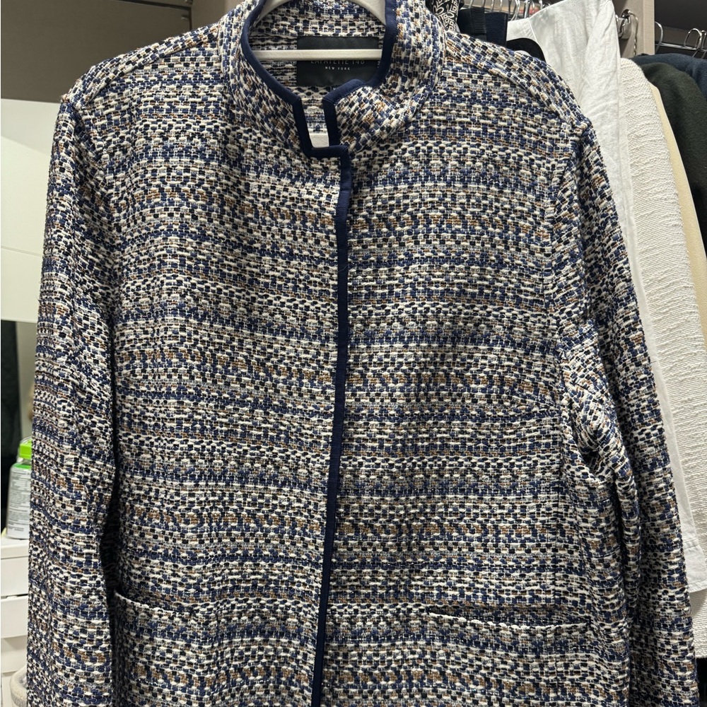 Lafayette 148 Chic Tweed Jacket in Blue and Brown xxl